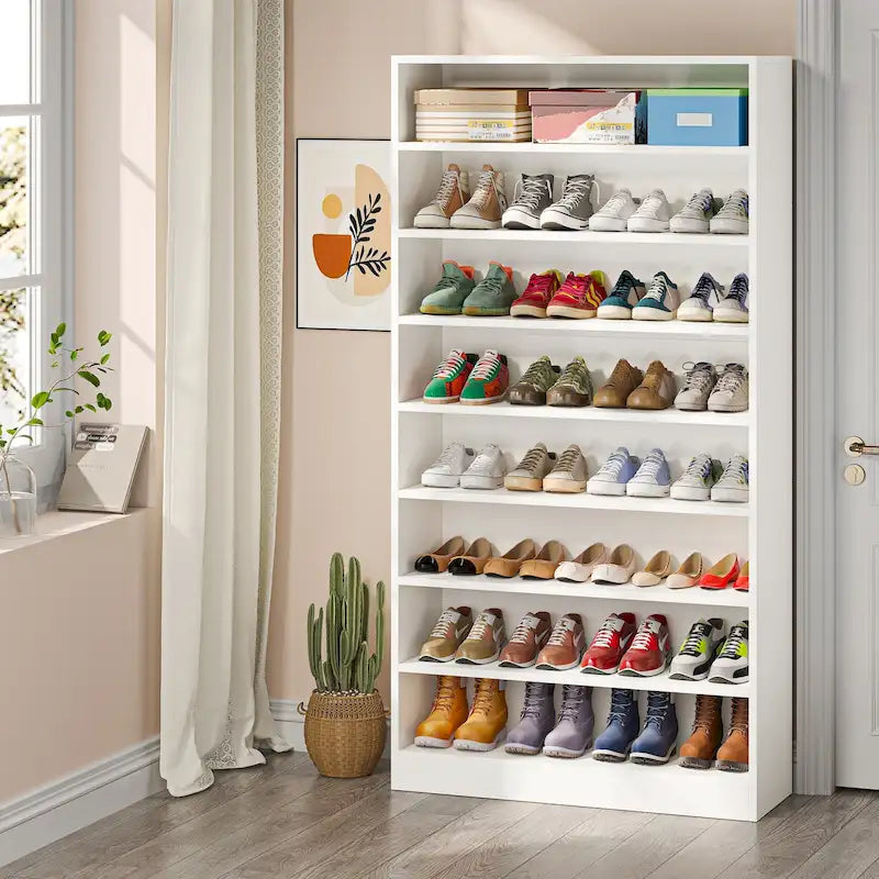 Meuble à chaussures haut à 9 niveaux avec étagère ouverte pour entrée