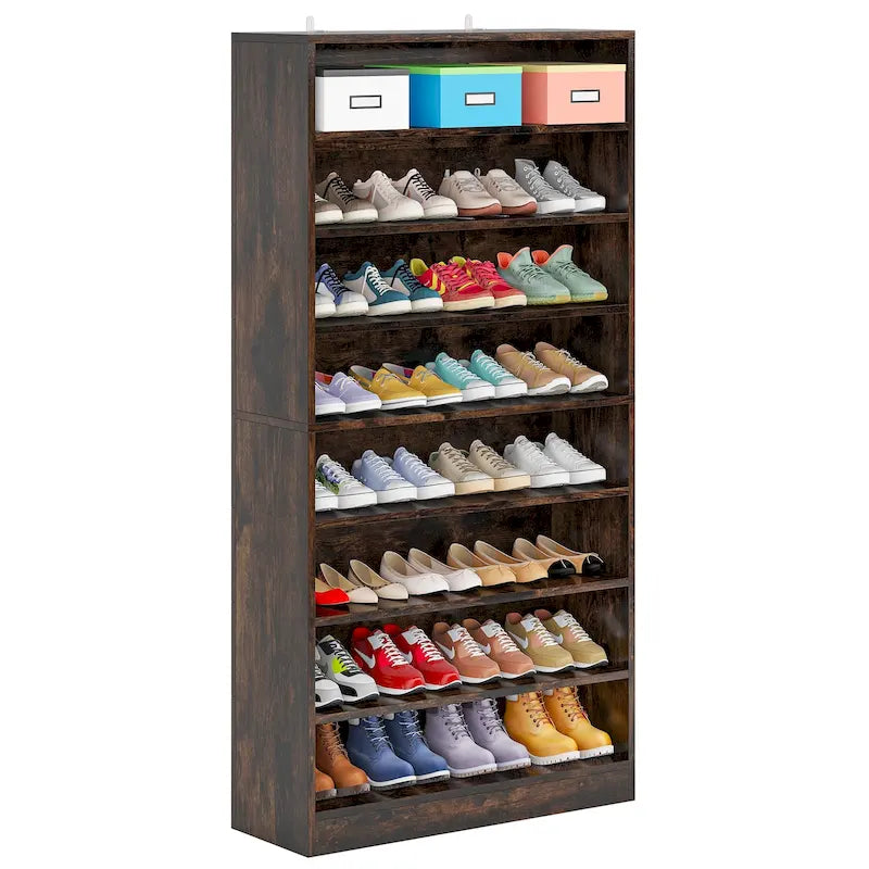 Meuble à chaussures haut à 9 niveaux avec étagère ouverte pour entrée