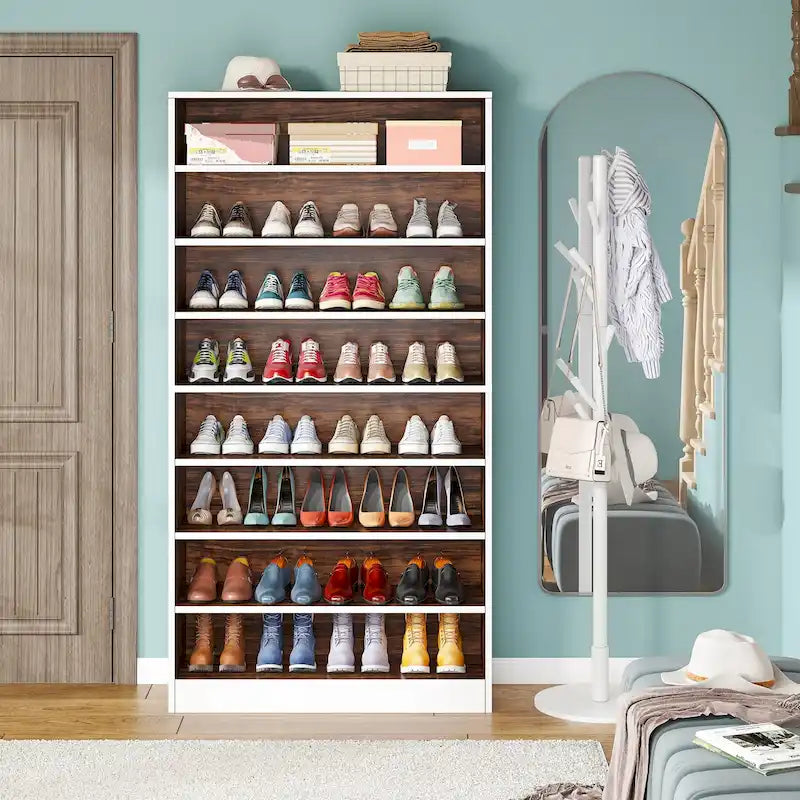 Meuble à chaussures haut à 9 niveaux avec étagère ouverte pour entrée