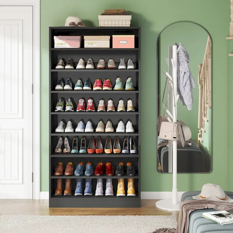 Meuble à chaussures haut à 9 niveaux avec étagère ouverte pour entrée
