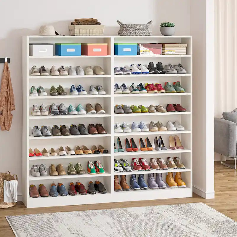 Meuble à chaussures haut à 9 niveaux avec étagère ouverte pour entrée