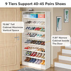 Meuble à chaussures haut à 9 niveaux avec étagère ouverte pour entrée