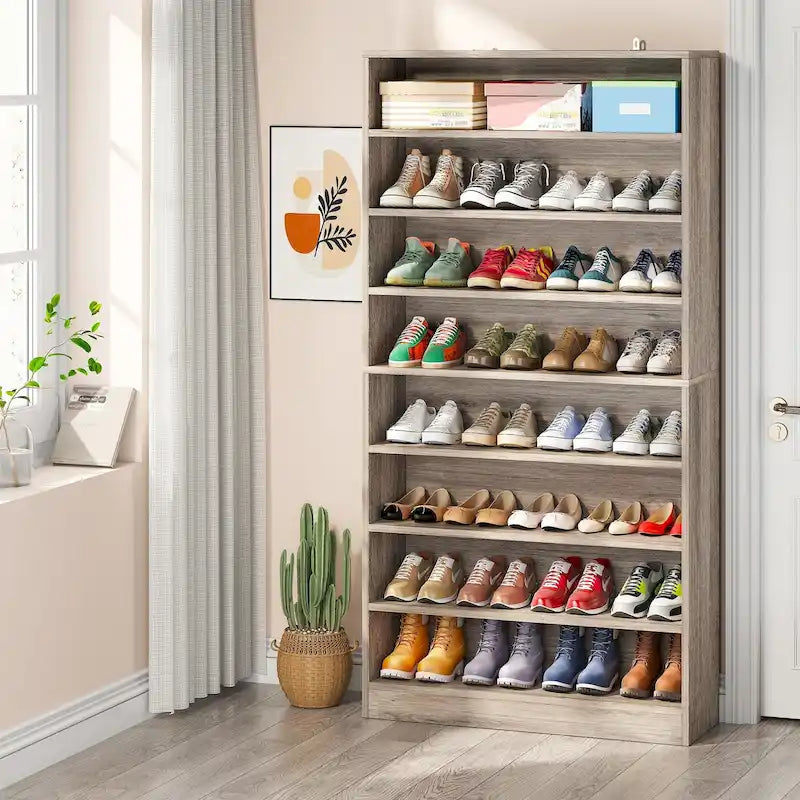 Meuble à chaussures haut à 9 niveaux avec étagère ouverte pour entrée