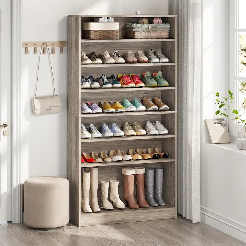 Meuble à chaussures haut à 9 niveaux avec étagère ouverte pour entrée