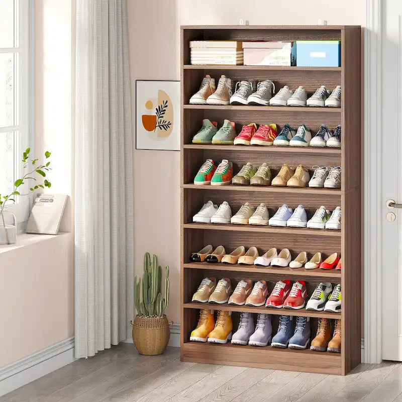 Meuble à chaussures haut à 9 niveaux avec étagère ouverte pour entrée