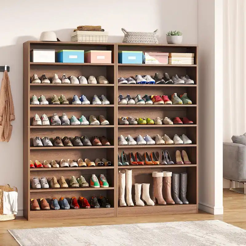 Meuble à chaussures haut à 9 niveaux avec étagère ouverte pour entrée