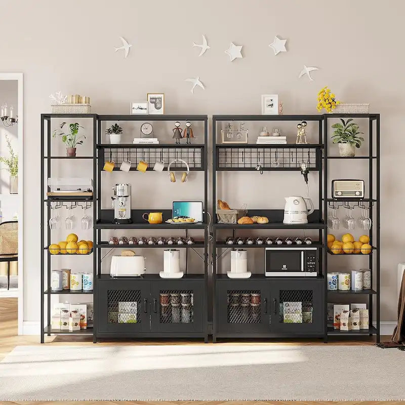Bar à café Bakers Rack de 47,2 pouces avec prise de courant et armoire