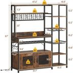 Bar à café Bakers Rack de 47,2 pouces avec prise de courant et armoire