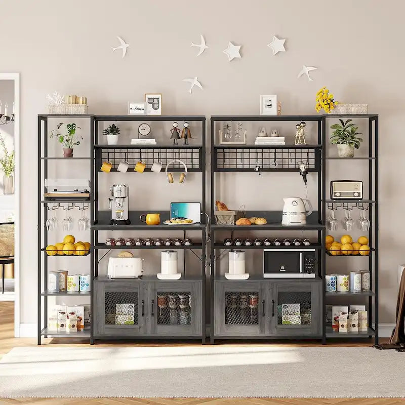 Bar à café Bakers Rack de 47,2 pouces avec prise de courant et armoire