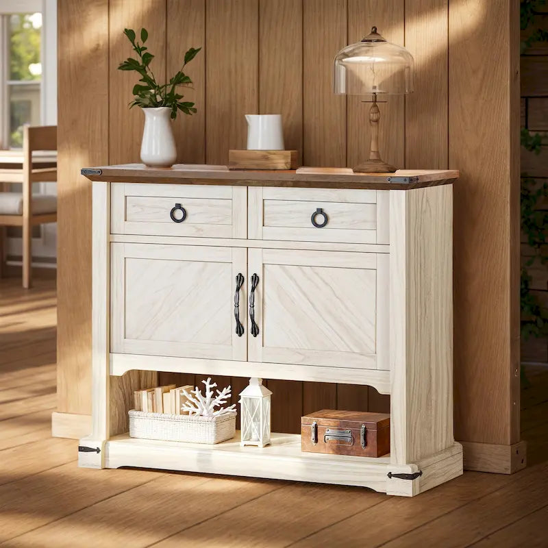 Moasis 35-Inch Farmhouse Console Table, Entry Table with 2 Drawers and Cabinet for Living Room