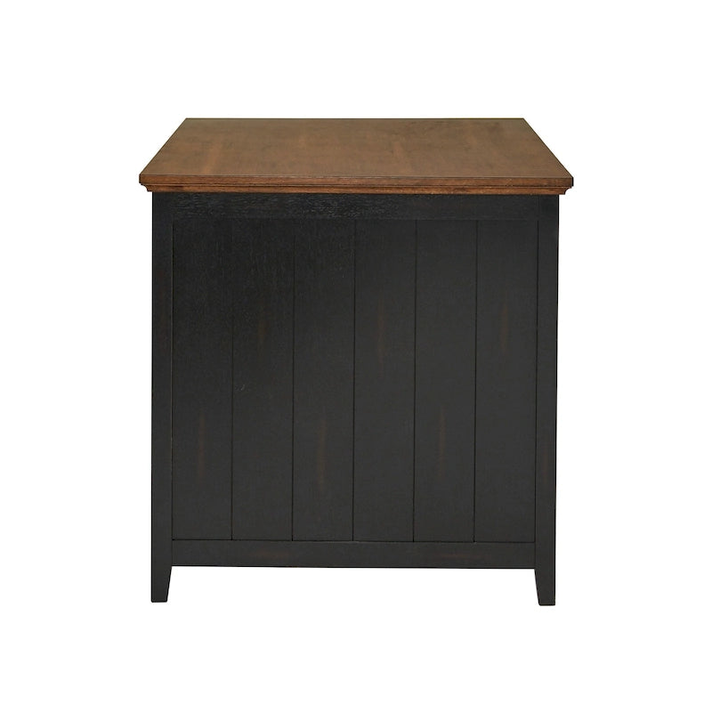 Îlot de cuisine extensible, finition antique bicolore, avec 3 tiroirs
