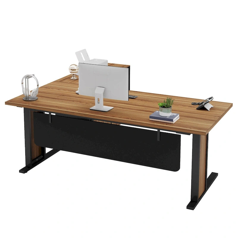 Ensemble de bureau d'angle exécutif et de meuble de classement mobile 63 pouces pour bureau à domicile