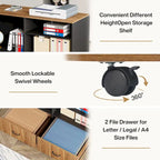Ensemble de bureau d'angle exécutif et de meuble de classement mobile 63 pouces pour bureau à domicile