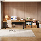 Ensemble de bureau d'angle exécutif et de meuble de classement mobile 63 pouces pour bureau à domicile