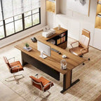 Ensemble de bureau d'angle exécutif et de meuble de classement mobile 63 pouces pour bureau à domicile
