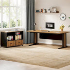 Ensemble de bureau d'angle exécutif et de meuble de classement mobile 63 pouces pour bureau à domicile
