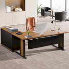 Ensemble de bureau d'angle exécutif et de meuble de classement mobile 63 pouces pour bureau à domicile
