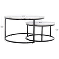 Lot de 2 tables basses gigognes rondes - 43 L x 36 P x 18 H - 32 L x 32 P x 18 H