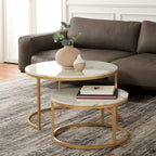 Lot de 2 tables basses gigognes rondes - 43 L x 36 P x 18 H - 32 L x 32 P x 18 H