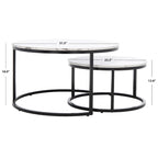 Lot de 2 tables basses gigognes rondes - 43 L x 36 P x 18 H - 32 L x 32 P x 18 H