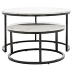 Lot de 2 tables basses gigognes rondes - 43 L x 36 P x 18 H - 32 L x 32 P x 18 H