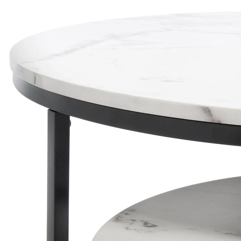 Lot de 2 tables basses gigognes rondes - 43 L x 36 P x 18 H - 32 L x 32 P x 18 H