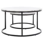 Lot de 2 tables basses gigognes rondes - 43 L x 36 P x 18 H - 32 L x 32 P x 18 H