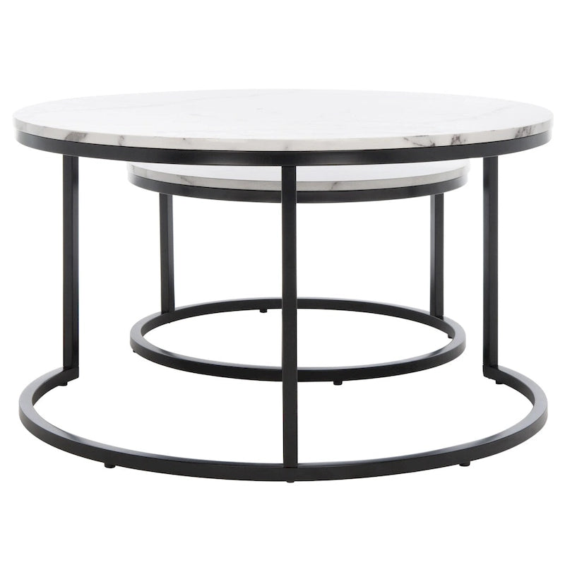 Lot de 2 tables basses gigognes rondes - 43 L x 36 P x 18 H - 32 L x 32 P x 18 H