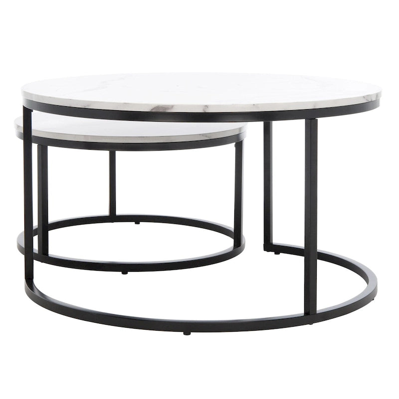 Lot de 2 tables basses gigognes rondes - 43 L x 36 P x 18 H - 32 L x 32 P x 18 H