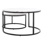 Lot de 2 tables basses gigognes rondes - 43 L x 36 P x 18 H - 32 L x 32 P x 18 H