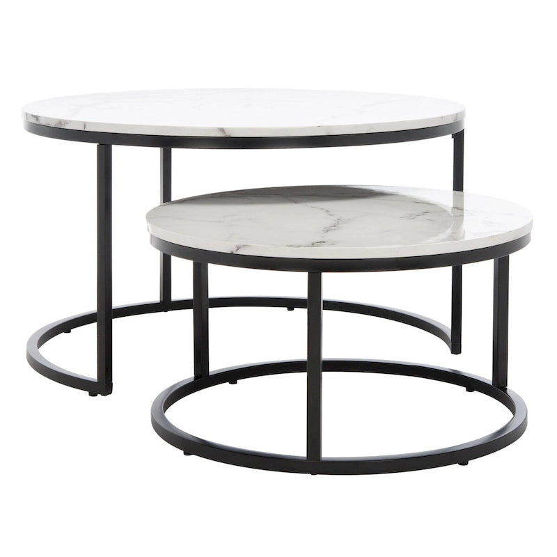 Lot de 2 tables basses gigognes rondes - 43 L x 36 P x 18 H - 32 L x 32 P x 18 H