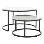 Lot de 2 tables basses gigognes rondes - 43 L x 36 P x 18 H - 32 L x 32 P x 18 H