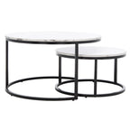 Lot de 2 tables basses gigognes rondes - 43 L x 36 P x 18 H - 32 L x 32 P x 18 H