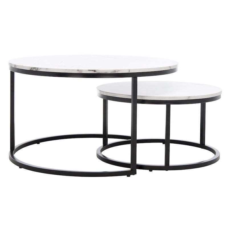 Lot de 2 tables basses gigognes rondes - 43 L x 36 P x 18 H - 32 L x 32 P x 18 H