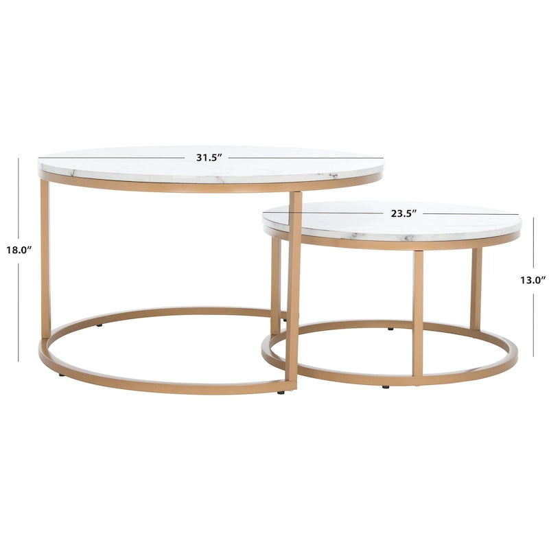 Lot de 2 tables basses gigognes rondes - 43 L x 36 P x 18 H - 32 L x 32 P x 18 H