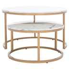 Lot de 2 tables basses gigognes rondes - 43 L x 36 P x 18 H - 32 L x 32 P x 18 H