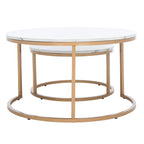 Lot de 2 tables basses gigognes rondes - 43 L x 36 P x 18 H - 32 L x 32 P x 18 H