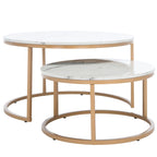 Lot de 2 tables basses gigognes rondes - 43 L x 36 P x 18 H - 32 L x 32 P x 18 H