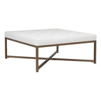 Grand pouf de cocktail en métal et cuir capitonné