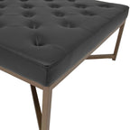 Grand pouf de cocktail en métal et cuir capitonné