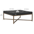 Grand pouf de cocktail en métal et cuir capitonné