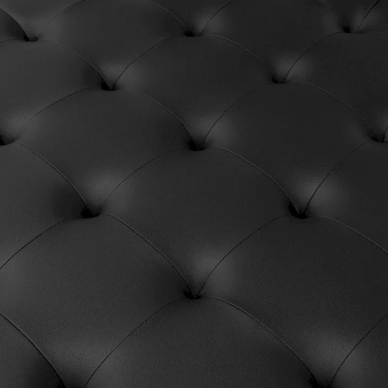 Grand pouf de cocktail en métal et cuir capitonné