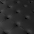 Grand pouf de cocktail en métal et cuir capitonné