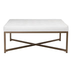 Grand pouf de cocktail en métal et cuir capitonné