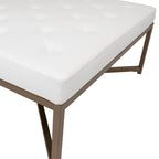 Grand pouf de cocktail en métal et cuir capitonné