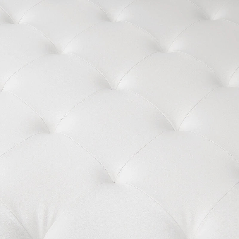 Grand pouf de cocktail en métal et cuir capitonné