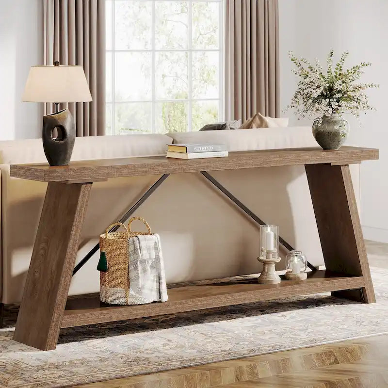 Table Console/Canapé en Bois Rustique de 70,9 Pouces de Long avec Étagère de Rangement