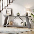 Table Console/Canapé en Bois Rustique de 70,9 Pouces de Long avec Étagère de Rangement