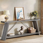 Table Console/Canapé en Bois Rustique de 70,9 Pouces de Long avec Étagère de Rangement