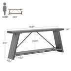 Table Console/Canapé en Bois Rustique de 70,9 Pouces de Long avec Étagère de Rangement